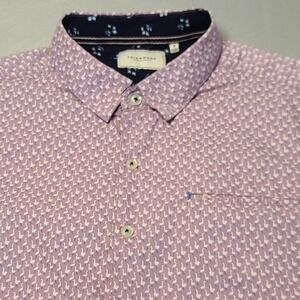 7 Diamonds Button Down Shirt Men Medium Purple Flamingo Sound of Sunshine Cotton